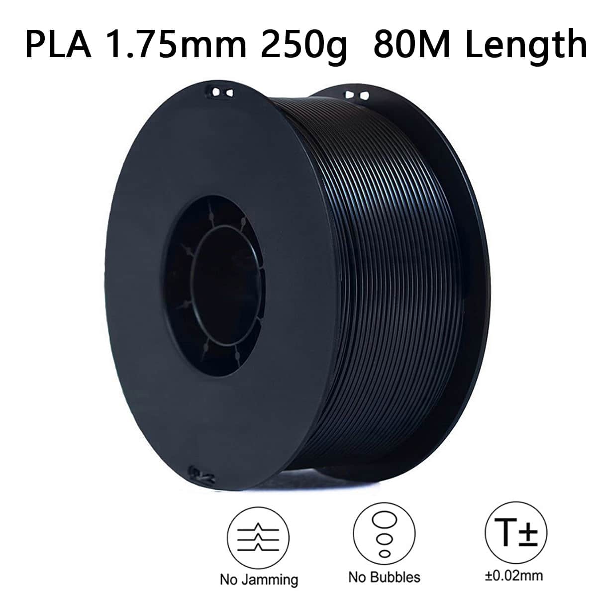 EasyThreed 3D 打印耗材 PLA 250g 优质光滑表面，80M 长度 1.75mm 直径 3D 打印机耗材 3D 打印机 PLA 耗材 - 黑色 - 查看 1
