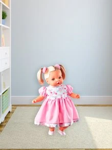 Boneca Angelina Loira Fala 62 Frases Tipo Reborn + Mamadeira - Rosa Bebê - Visão 1