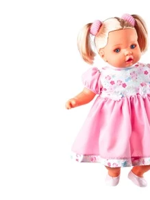 Boneca Angelina Loira Fala 62 Frases Tipo Reborn + Mamadeira - Rosa Bebê - Visão 2