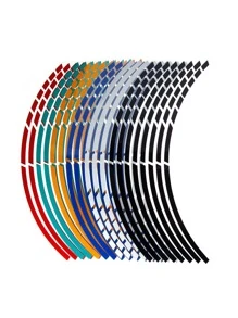 Vmingo Tira Cortes Reflejante Cinta Pegatina Auto Moto Rin 15-18 Sticker Calcomania Universal Vinil Reflejante Tira Rin 15 16 17 18 Auto Carro Bicicleta Moto Motocicleta Llanta 4 Lados Decorativo Tunning Vmingo Me - Negro - Ver 3