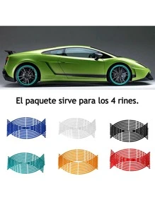 Vmingo Tira Cortes Reflejante Cinta Pegatina Auto Moto Rin 15-18 Sticker Calcomania Universal Vinil Reflejante Tira Rin 15 16 17 18 Auto Carro Bicicleta Moto Motocicleta Llanta 4 Lados Decorativo Tunning Vmingo Me - Blanco - Ver 2
