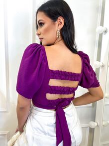 Women Tops - 紫色 - 查看 3