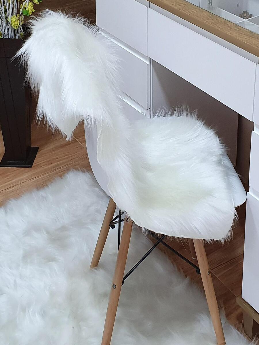 Tapete Peludo Para Fotos E Cenários Da Moda Roupas Decoração 80x50cm - Branco (Crú) - Visão 1
