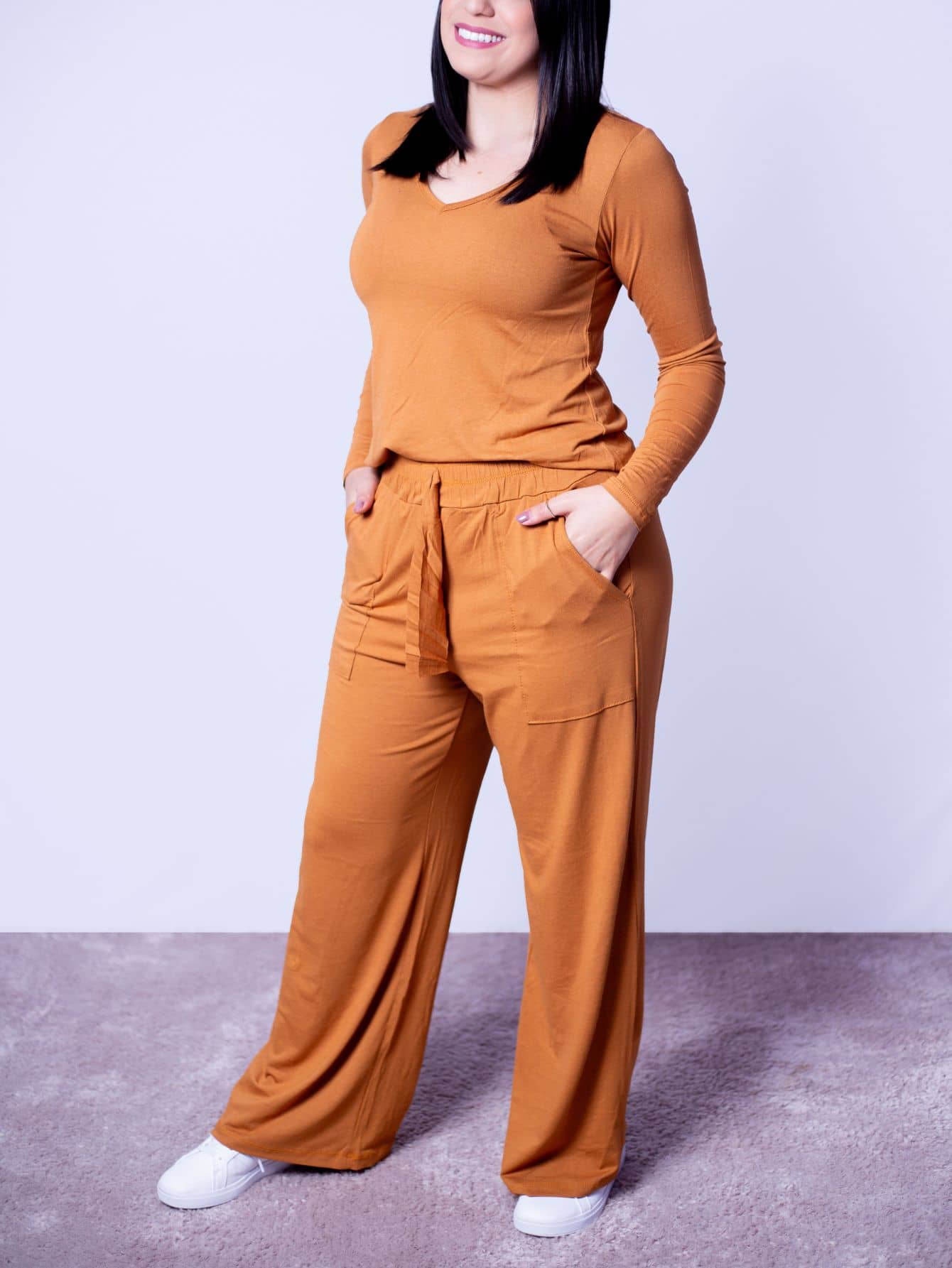 Women Two-piece Outfits - 駝色 - 查看 1