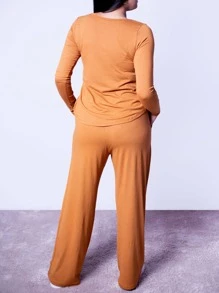 Women Two-piece Outfits - 駝色 - 查看 2