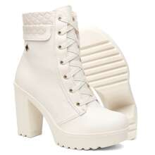 Women Fashion Boots - Beige - View 4
