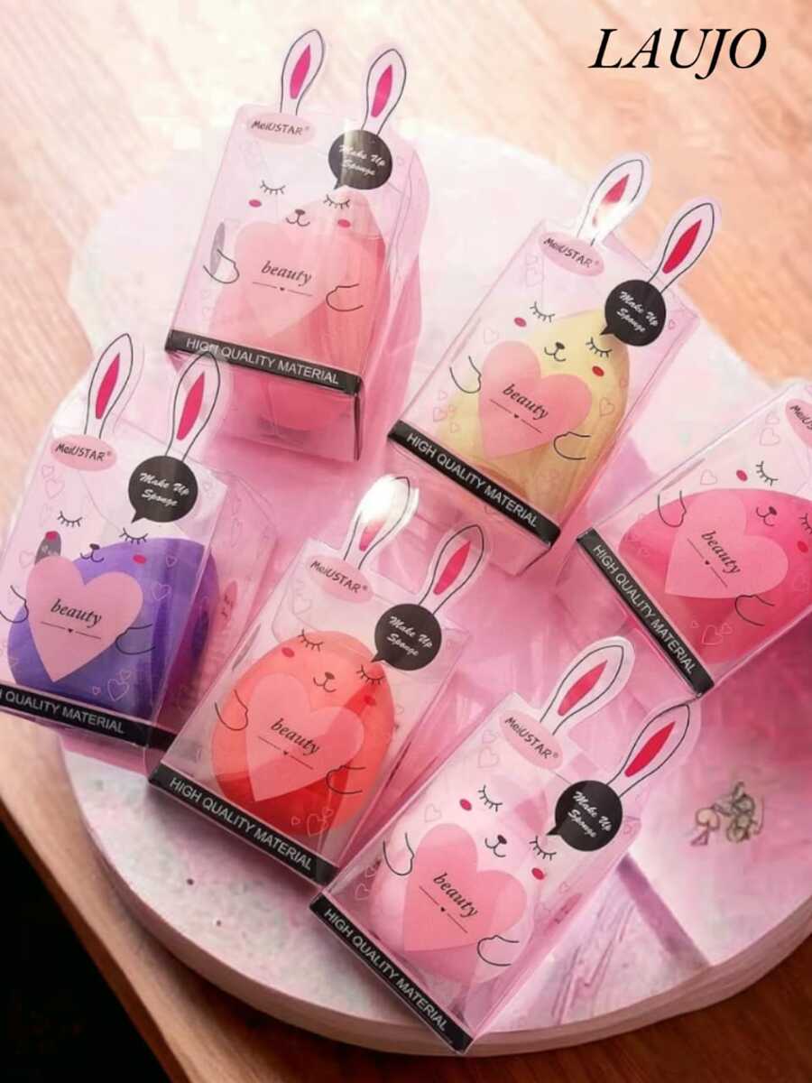 12 Pieces Makeup Sponge With Rabbit Boxes Included Random Colors - Multicolor - View 1