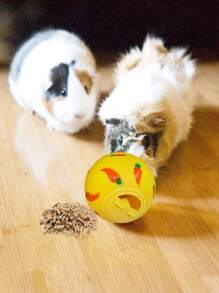 1pc Random Color Interesting Carrot Printed Ball Shaped Pet Slow Feeder Toy, Suitable For Small Pets Like Rabbit Hamster Indoor Use - Multicolor - View 2
