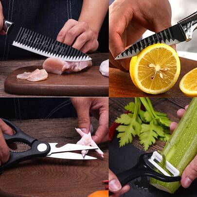Accesorios de Cocina VAJ.06 set de ccuchillos resistentes y afilados de acero inoxidable proporciona un soporte estable de alta calidad que mejoran la eficiencia en la cocina ELE-GATE