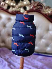 Áo Vest Có Đệm Cho Thú Cưng Quần Áo Cho Chó In Áo Vest Ấm Áp Cho Mèo Và Chó - Màu xanh lam - Xem 8
