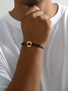 1 Miếng Đen Thép không gỉ Có thể điều chỉnh Váy rộng Chi tiết Nam Vòng tay - Nhiều màu - Xem 2