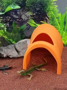 1pc Plastic Bamboo Shaped Terrarium Decoration For Land Turtle, Spider, Scorpion, Lizard, Frog, Reptile, Coconut Shell Hideout - Orange - View 3