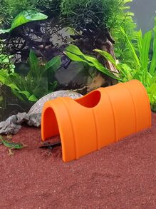 1pc Plastic Bamboo Shaped Terrarium Decoration For Land Turtle, Spider, Scorpion, Lizard, Frog, Reptile, Coconut Shell Hideout - Orange - View 5
