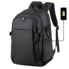Luxury Black Backpack Schoolbag 15.6" Laptop Bag USB Men Backpacks Rucksack Computer Backbag Travel Daypack Fall Winter Backpack Travel Backpack Bag - Black - View 3