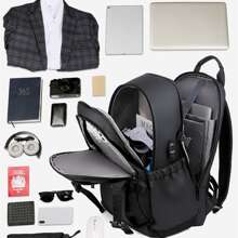 Luxury Black Backpack Schoolbag 15.6" Laptop Bag USB Men Backpacks Rucksack Computer Backbag Travel Daypack Fall Winter Backpack Travel Backpack Bag - Black - View 6