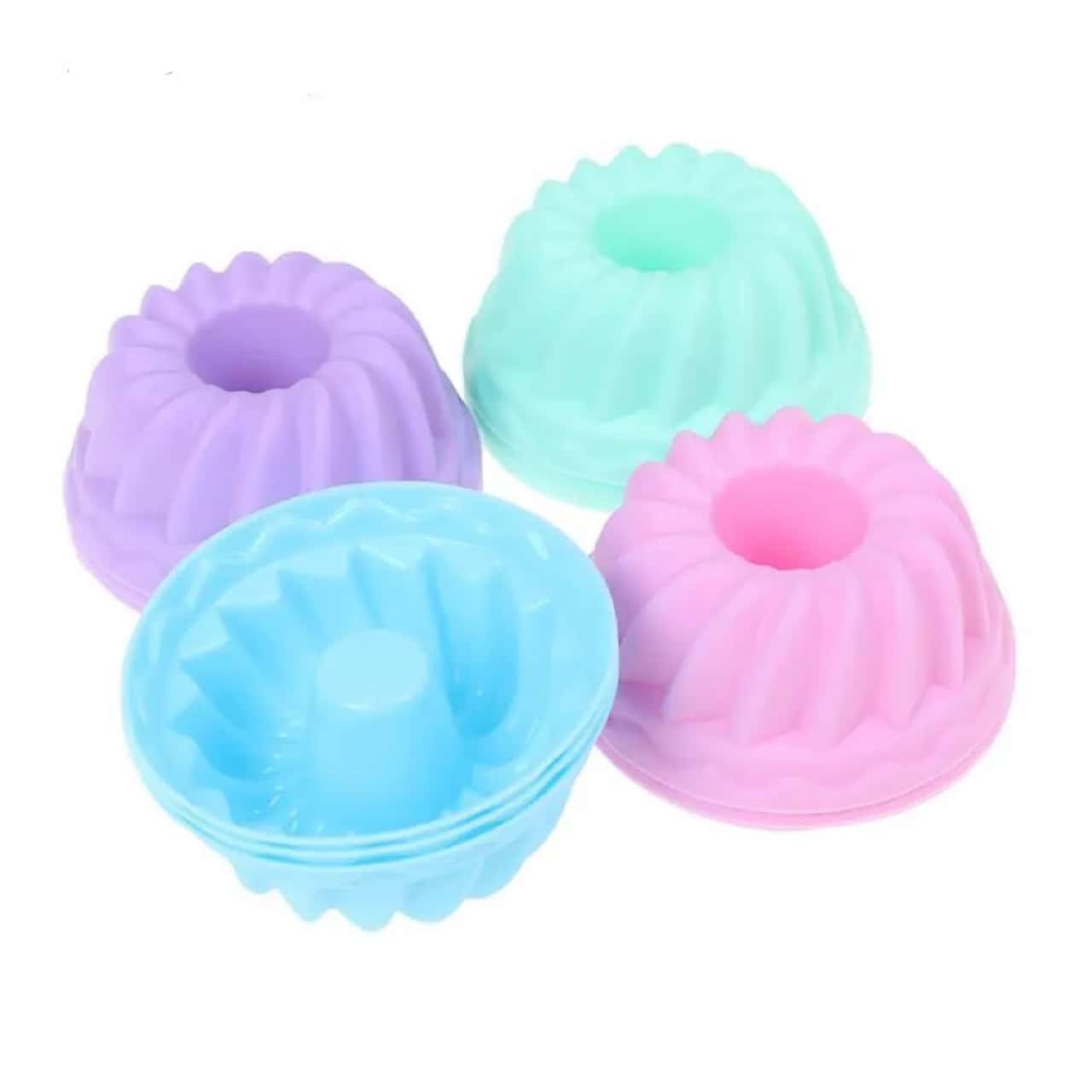 12pz Molde Silicon Colores Rosca Gelatina Mini Reposteria Panque Horneado Cocina - Multicolor - Ver 1