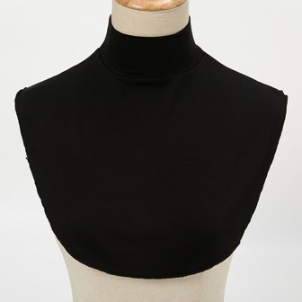 Black Ladies' Turtleneck False Collar Shirt, Modal False Collar Solid Basic Blouse