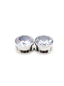 2 Aço Inoxidável Zircônia Cúbica Cristal Parafuso Orelha Túneis Plugues Expansor Maca Medidores Brincos Jóia De Piercing