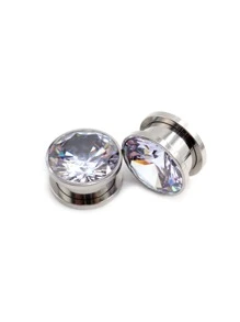 2 Aço Inoxidável Zircônia Cúbica Cristal Parafuso Orelha Túneis Plugues Expansor Maca Medidores Brincos Jóia De Piercing