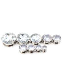 2 Aço Inoxidável Zircônia Cúbica Cristal Parafuso Orelha Túneis Plugues Expansor Maca Medidores Brincos Jóia De Piercing