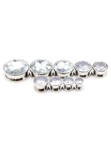 2 Aço Inoxidável Zircônia Cúbica Cristal Parafuso Orelha Túneis Plugues Expansor Maca Medidores Brincos Jóia De Piercing