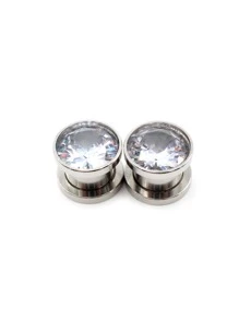 2 Aço Inoxidável Zircônia Cúbica Cristal Parafuso Orelha Túneis Plugues Expansor Maca Medidores Brincos Jóia De Piercing