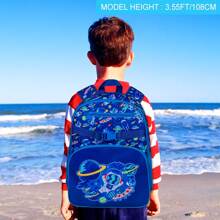 3PCS Girls Backpack, 16" Kids Sequins Tie-dye Bookbag with Lunch Box, Elementary Preschool Kindergarten School Bag Set - WF 17 astronauts 3PCS - View 3
