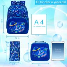 3PCS Girls Backpack, 16" Kids Sequins Tie-dye Bookbag with Lunch Box, Elementary Preschool Kindergarten School Bag Set - WF 17 astronauts 3PCS - View 6
