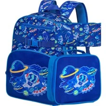 3PCS Girls Backpack, 16" Kids Sequins Tie-dye Bookbag with Lunch Box, Elementary Preschool Kindergarten School Bag Set - WF 17 astronauts 3PCS - View 7