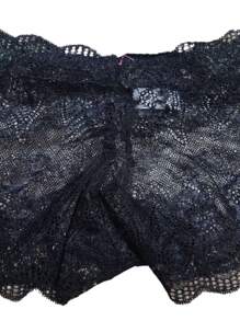 Pack Of 12 Satin Elastic Lace Boxer Briefs Panties Semi Transparent Floral Design Different Colors And Models - 彩色 - 查看 4