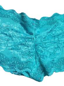 Pack Of 12 Satin Elastic Lace Boxer Briefs Panties Semi Transparent Floral Design Different Colors And Models - 彩色 - 查看 7