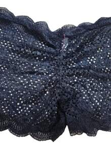 Pack Of 12 Satin Elastic Lace Boxer Briefs Panties Semi Transparent Floral Design Different Colors And Models - 彩色 - 查看 8