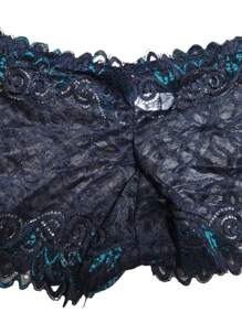 Pack Of 12 Satin Elastic Lace Boxer Briefs Panties Semi Transparent Floral Design Different Colors And Models - 彩色 - 查看 11