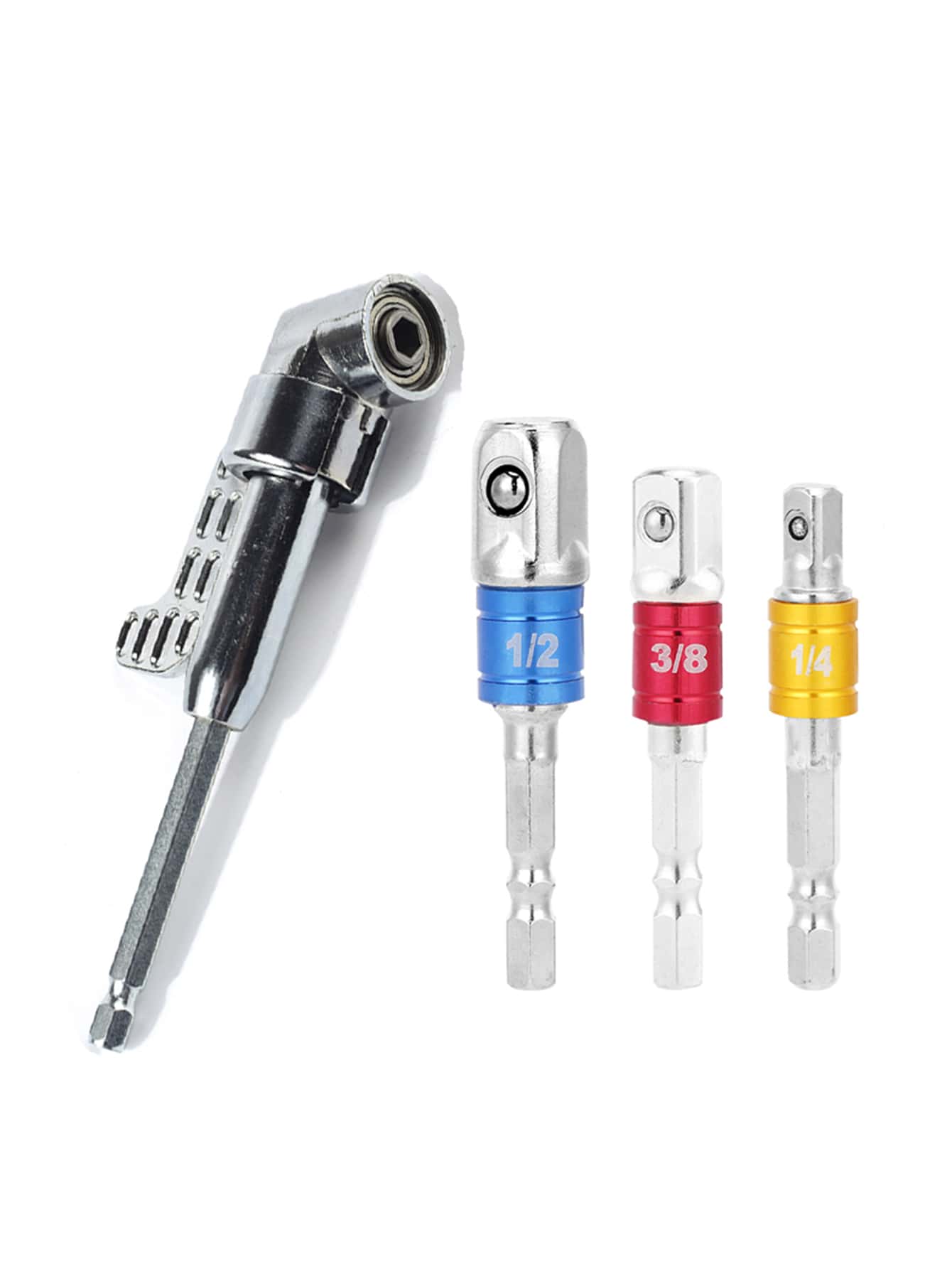 1 件不锈钢长弯头（2 种尺寸）银色水钻切割弯头工具、角钻附件（105 度转角）、便捷万向接头软轴螺丝刀头支架（无盲点）、电动螺丝刀延长杆（用于家庭和建筑装饰，必备五金工具） - 銀色 - 查看 1