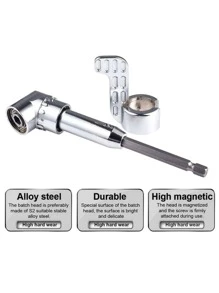 1 件不锈钢长弯头（2 种尺寸）银色水钻切割弯头工具、角钻附件（105 度转角）、便捷万向接头软轴螺丝刀头支架（无盲点）、电动螺丝刀延长杆（用于家庭和建筑装饰，必备五金工具） - 銀色 - 查看 6