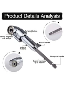 1 件不锈钢长弯头（2 种尺寸）银色水钻切割弯头工具、角钻附件（105 度转角）、便捷万向接头软轴螺丝刀头支架（无盲点）、电动螺丝刀延长杆（用于家庭和建筑装饰，必备五金工具） - 銀色 - 查看 5