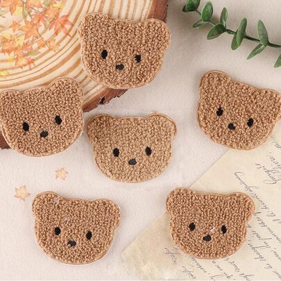 10pcs Embroidered Towel Cloth Bear Patch For Garment Accessories, No Glue