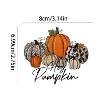 萬聖節系列豹紋風格貼紙圖案熨燙適用於服裝傳播熱量PVC貼布工藝DIY