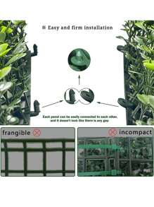 1 Piece 10x10in Artificial Grass Wall, Green Plastic Artificial Leaf Panel Wall Decoration, Artificial Leaf Vine, Suitable For Garden, Courtyard, Simple PC Fake Leaf Home Decoration (2 Baseboard Random Colors - Green - View 5