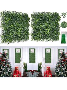 1 Piece 10x10in Artificial Grass Wall, Green Plastic Artificial Leaf Panel Wall Decoration, Artificial Leaf Vine, Suitable For Garden, Courtyard, Simple PC Fake Leaf Home Decoration (2 Baseboard Random Colors - Green - View 7