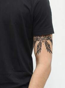 1入組天使翅膀紋身貼紙帶翅膀眼睛設計,防水,持久適用於15天,,黑暗的酷歐美風格 - 黑色 - 查看 4