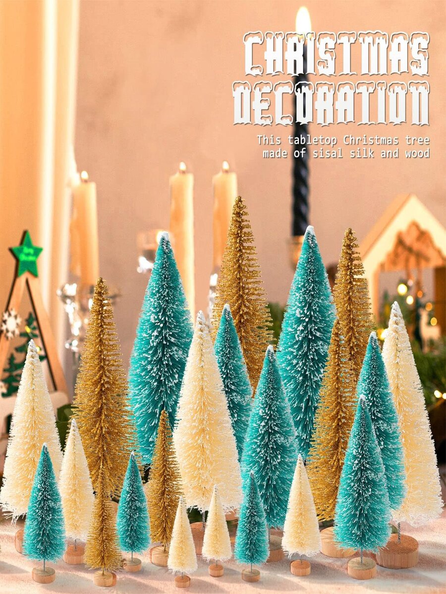 18 Pcs Mini Christmas Trees, Artificial Christmas Tree Bottle Brush