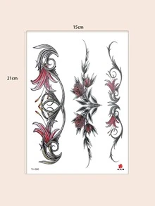 1 pièce Autocollant De Tatouage Temporaire Motif Fleur - Tabac - Voir 4