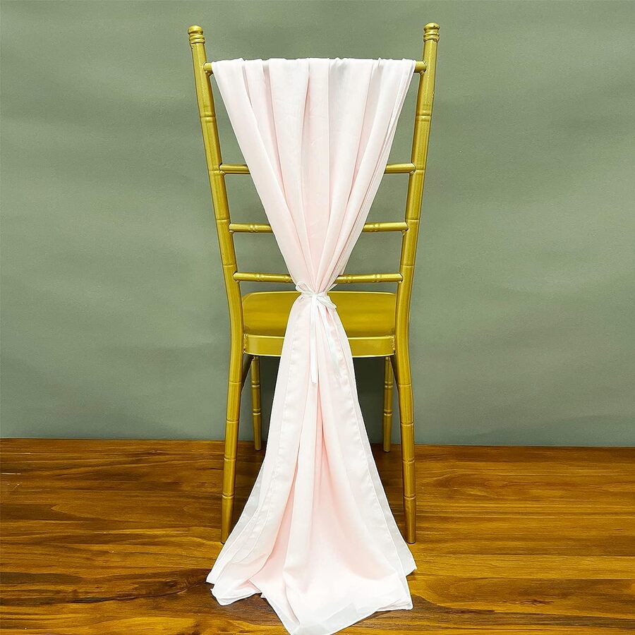 2 Unids/paquete De Marcos De Silla De Gasa Rosa Claro Para Decoración De Bodas Y Fiestas - Rosa Pálido - Ver 1