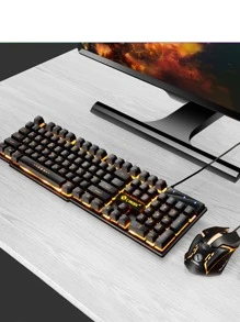Cool Illuminated Gaming Keyboard & Mouse Set With Mechanical Feeling, Wired For Desktop & Laptop Computers - Black - View 3