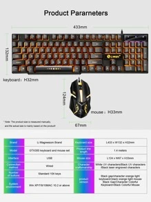 Cool Illuminated Gaming Keyboard & Mouse Set With Mechanical Feeling, Wired For Desktop & Laptop Computers - Black - View 6