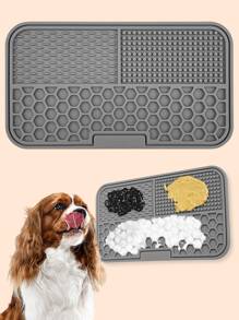 1pc Silicone Pet Placemat For Dog And Cat For Food Feeding - Grey - View 1