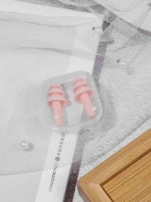 1套/2入組降噪耳塞適用於睡眠,打鼾,製成的強的矽膠材料,合適的適用於大學宿舍 - 粉色 - 查看 6