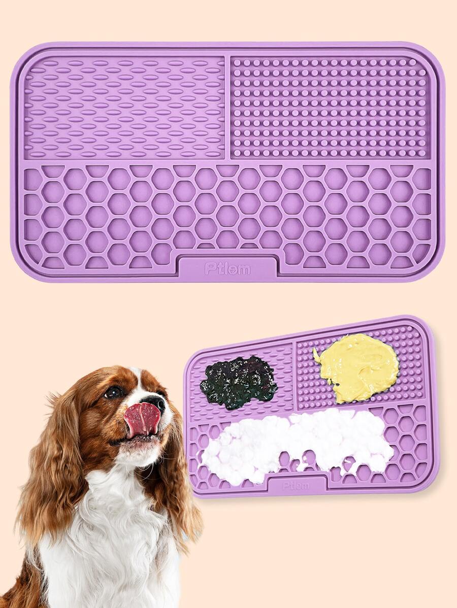 1入組矽膠寵物餐墊用於狗和貓食物餵養 - 紫色 - 查看 1