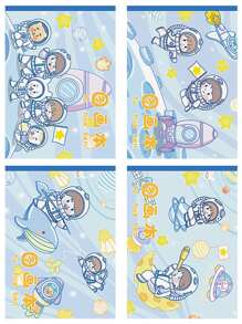 4包100張可愛的卡通a4繪畫本,加厚版 - 藍色 - 查看 4